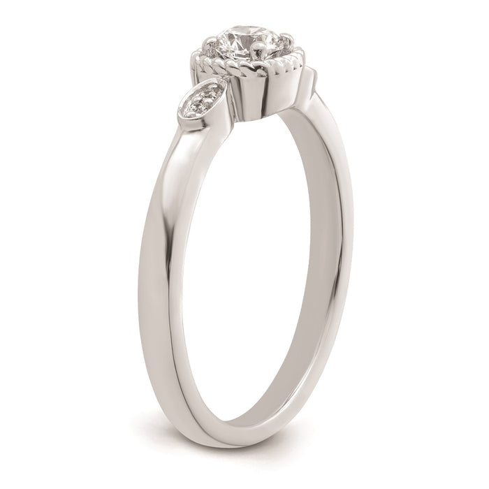 Exclusive 14K White Gold Petite Rope Edge Engagement Ring, 1/4 Carat Diamond-6
