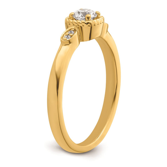 Buy Affordable 14K Gold Petite Rope Edge 1/4 Carat Round Diamond Ring-6