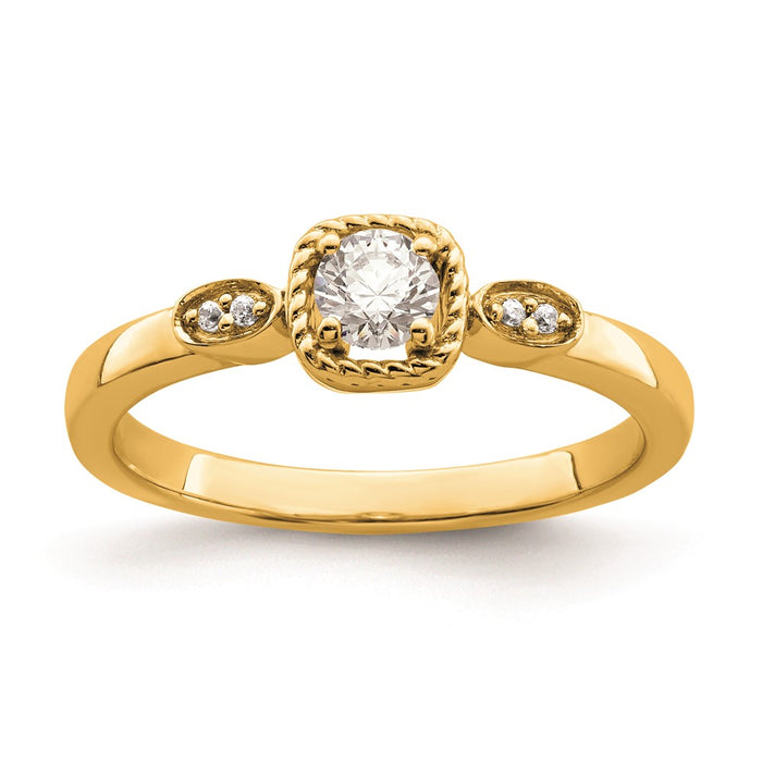 Buy Affordable 14K Gold Petite Rope Edge 1/4 Carat Round Diamond Ring-1