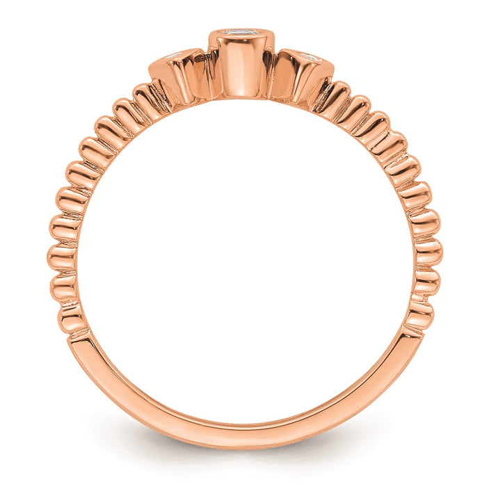 Buy Stylish 14K Rose Gold 3-Stone Engagement Ring with 1/15 Carat Diamonds-2