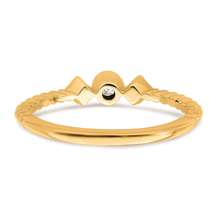 Exclusive 14K Gold Scalloped Band 3-Stone Engagement Ring, 1/15 Carat Diamonds-5