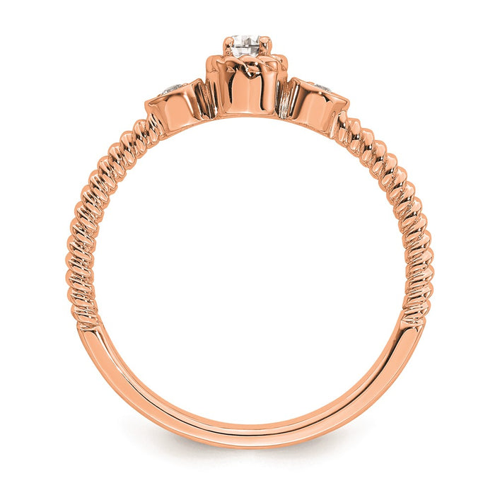 Buy Exclusive 14K Rose Gold Petite 3-Stone Engagement Ring with Diamonds-2
