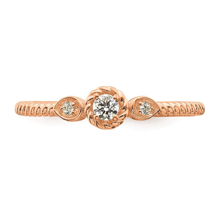 Buy Exclusive 14K Rose Gold Petite 3-Stone Engagement Ring with Diamonds-4