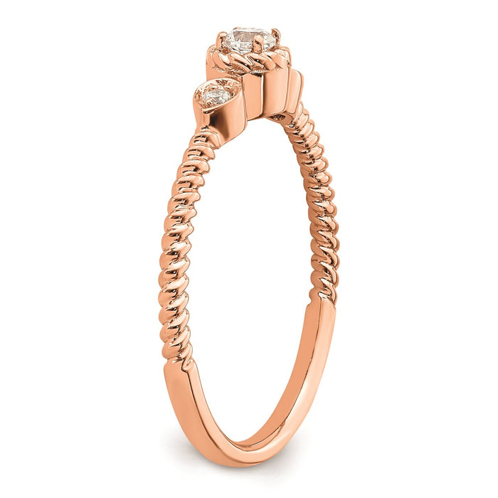 Buy Exclusive 14K Rose Gold Petite 3-Stone Engagement Ring with Diamonds-6