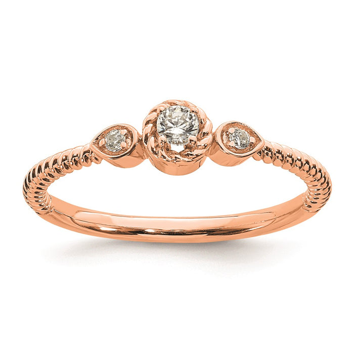 Buy Exclusive 14K Rose Gold Petite 3-Stone Engagement Ring with Diamonds-1