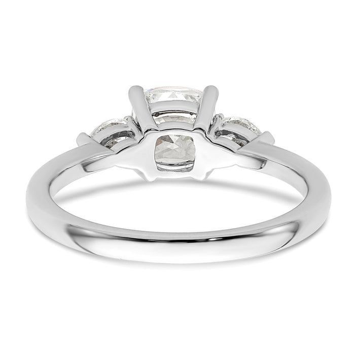High-Quality 14K White Gold 3-Stone Semi-Mount Ring with Pear & Cushion Cuts-5
