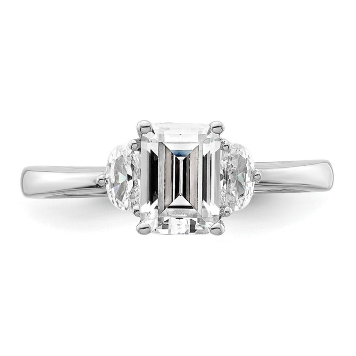 Exclusive 14K White Gold Semi-Mount Ring, Emerald Center & Diamonds - Stylish Value-4