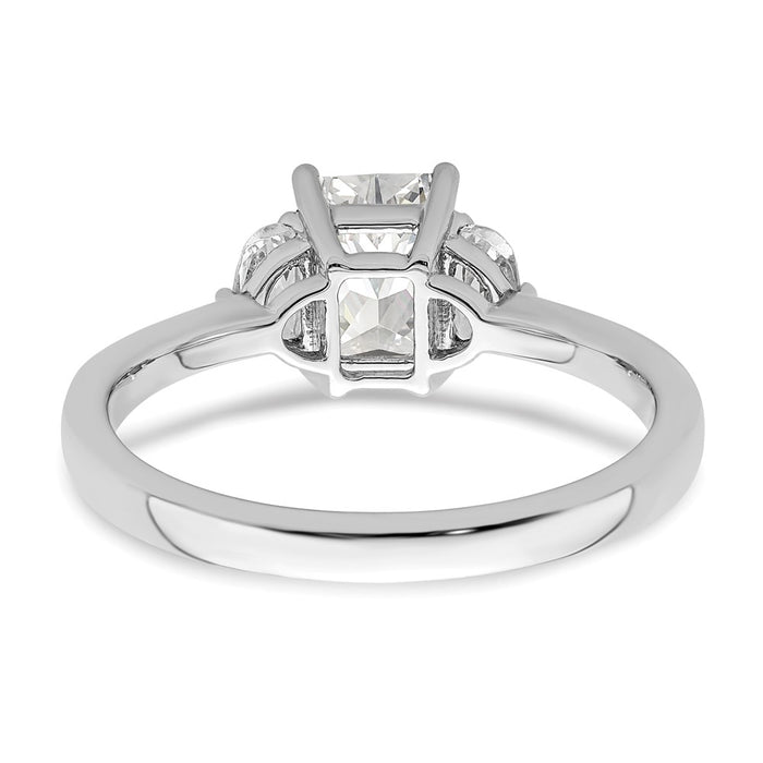 Exclusive 14K White Gold Semi-Mount Ring, Emerald Center & Diamonds - Stylish Value-5