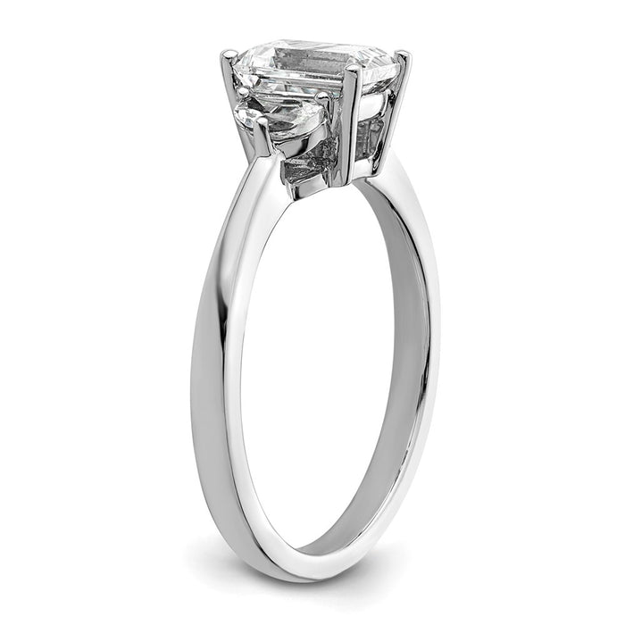 Exclusive 14K White Gold Semi-Mount Ring, Emerald Center & Diamonds - Stylish Value-6