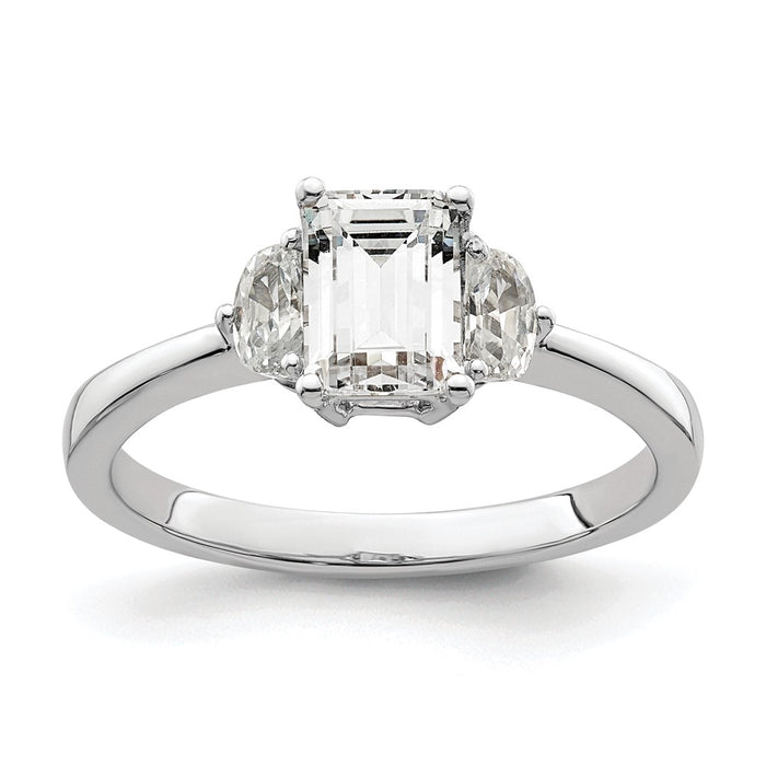 Exclusive 14K White Gold Semi-Mount Ring, Emerald Center & Diamonds - Stylish Value-1