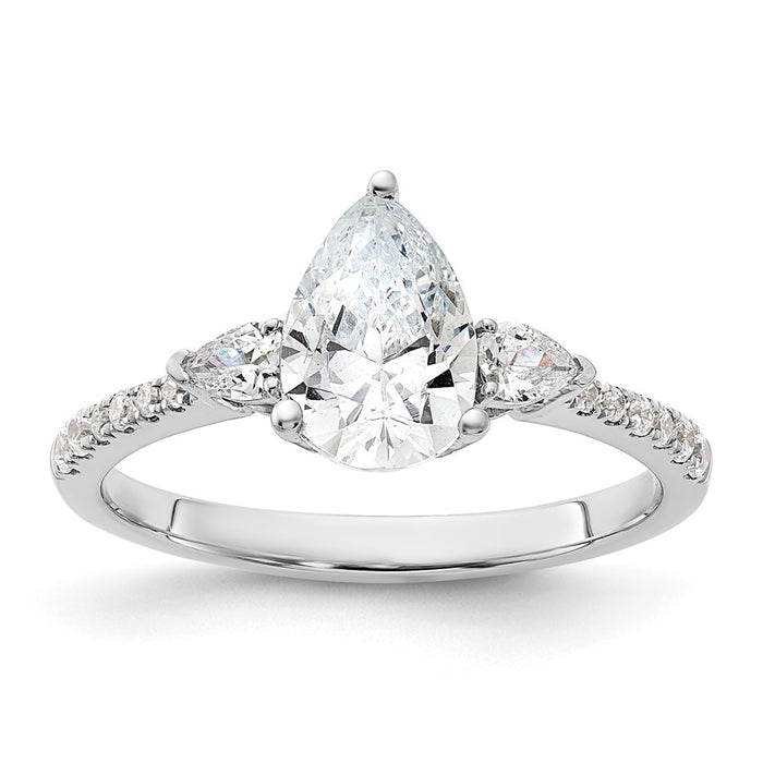 Exclusive 14K Gold Semi-Mount Diamond Ring, 3-Stone Pear-Shaped Design-1