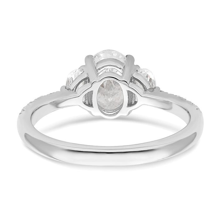 Buy 14K White Gold Semi-Mount Ring - 3 Stone Design, Luxurious Value-5