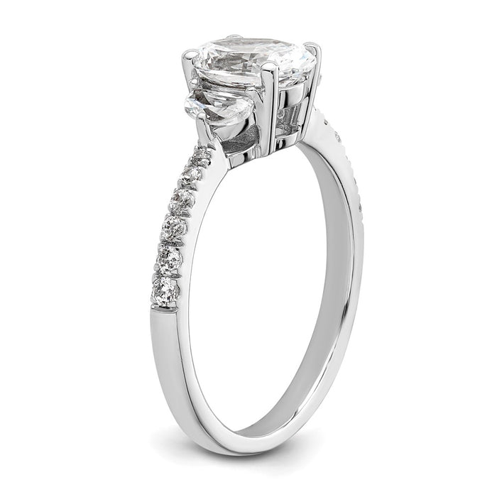 Buy 14K White Gold Semi-Mount Ring - 3 Stone Design, Luxurious Value-6