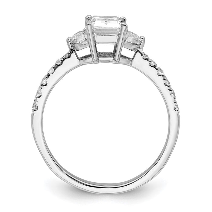 Buy 14K White Gold Semi-Mount Ring, Stylish 3-Stone Design with Diamonds-2
