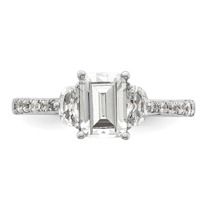 Buy 14K White Gold Semi-Mount Ring, Stylish 3-Stone Design with Diamonds-4