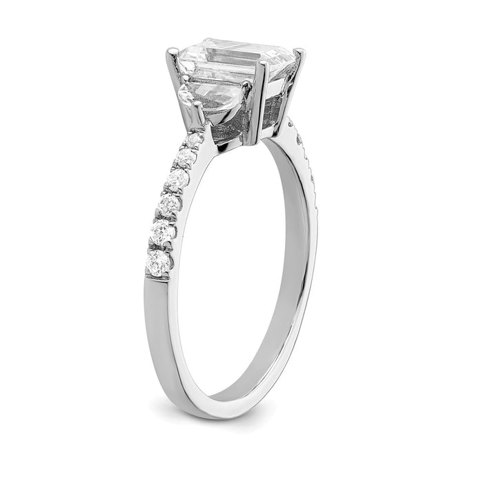 Buy 14K White Gold Semi-Mount Ring, Stylish 3-Stone Design with Diamonds-6
