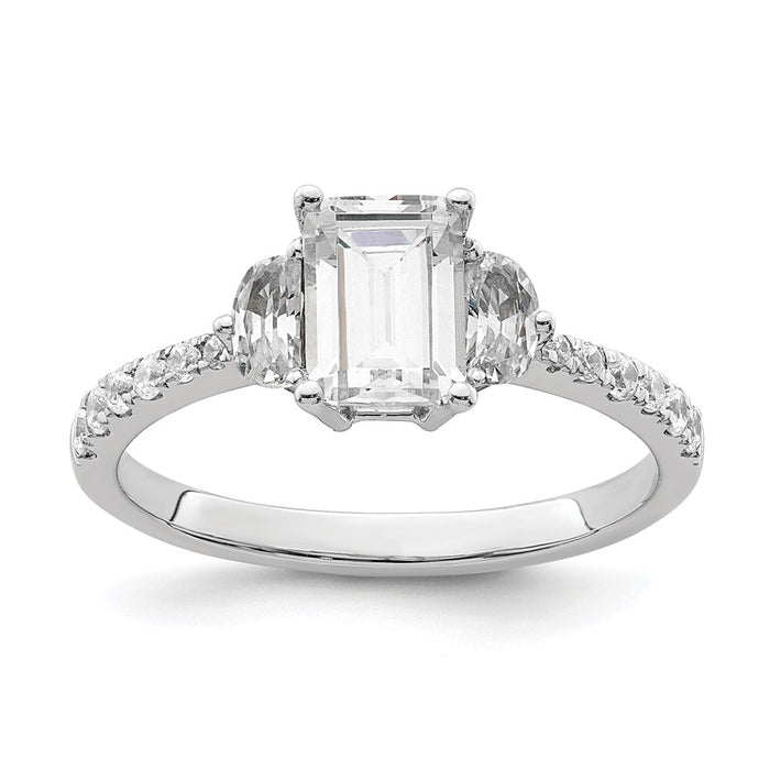 Buy 14K White Gold Semi-Mount Ring, Stylish 3-Stone Design with Diamonds-1