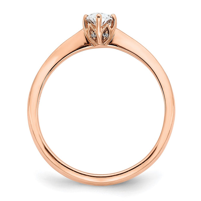 Exclusive 14K Rose Gold Engagement Ring, 6-Prong, .01 Ct Diamond, Stylish Design-2