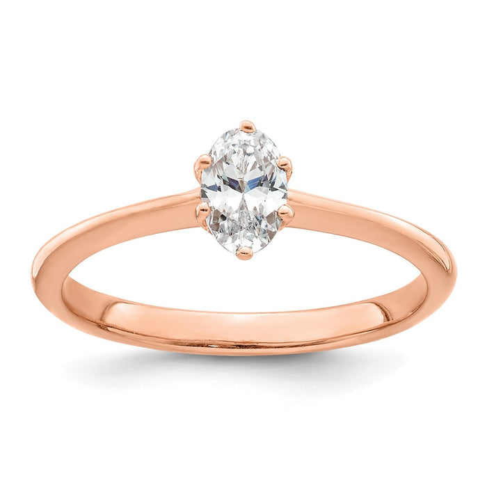 Exclusive 14K Rose Gold Engagement Ring, 6-Prong, .01 Ct Diamond, Stylish Design-1