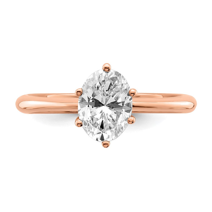 Buy 14K Rose Gold Engagement Ring, Stylish 6-Prong for 1 Carat Oval Stone-4
