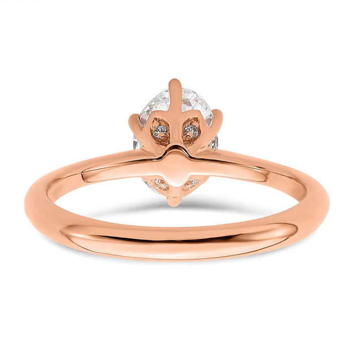 Buy 14K Rose Gold Engagement Ring, Stylish 6-Prong for 1 Carat Oval Stone-5