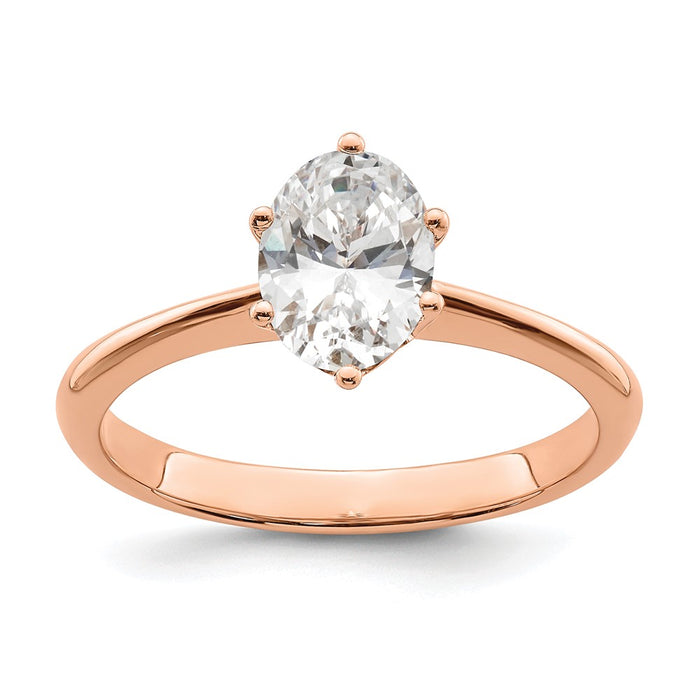 Buy 14K Rose Gold Engagement Ring, Stylish 6-Prong for 1 Carat Oval Stone-1