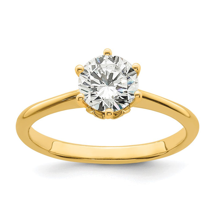 Buy Stylish 14K Gold 6-Prong Engagement Ring for 1 Carat Stone - .02ct Diamonds-1