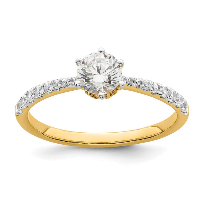 High-Quality 14K Gold Leaf Engagement Ring Semi-Mount for 1/2 Carat Diamond-1