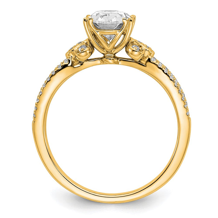 High-Quality 14K Gold Split Shank Engagement Ring for 1 Carat Oval Center-2