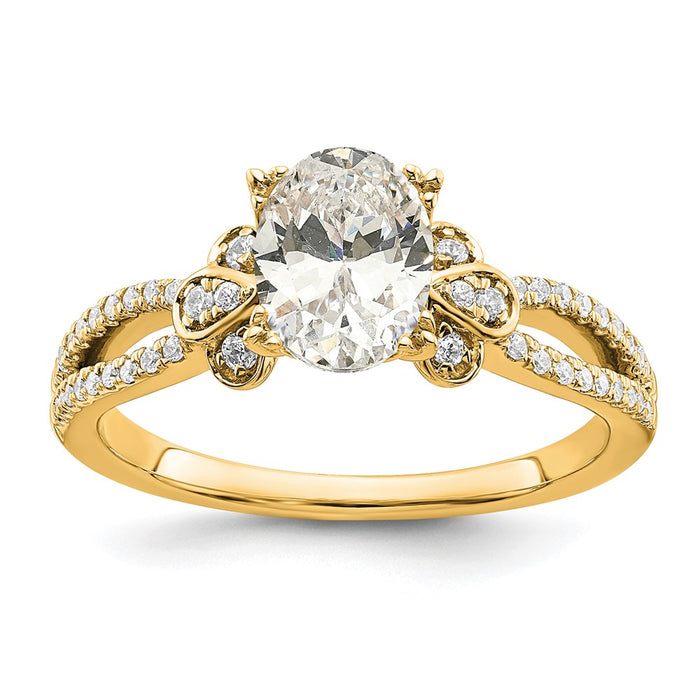 High-Quality 14K Gold Split Shank Engagement Ring for 1 Carat Oval Center-1