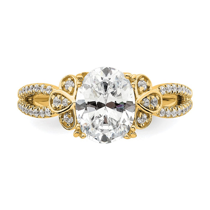 Buy Exclusive 14K Gold Split Shank Engagement Ring for 1.5 Carat Oval Center-4