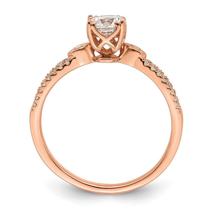 Buy 14K Rose Gold Double Row Engagement Ring - 1/2 Carat Center, Stylish Design-2