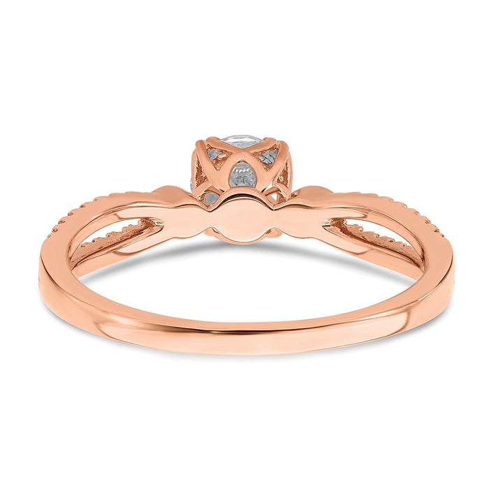 Buy 14K Rose Gold Double Row Engagement Ring - 1/2 Carat Center, Stylish Design-5