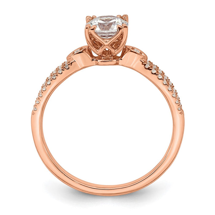 Buy Exclusive 14K Rose Gold Double Row Engagement Ring, 3/4 Carat Center, Stylish Accents-2