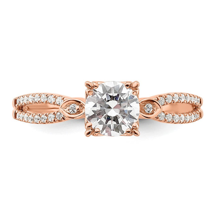 Buy Exclusive 14K Rose Gold Double Row Engagement Ring, 3/4 Carat Center, Stylish Accents-4