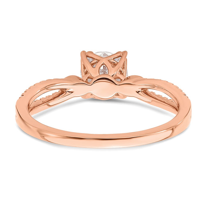 Buy Exclusive 14K Rose Gold Double Row Engagement Ring, 3/4 Carat Center, Stylish Accents-5