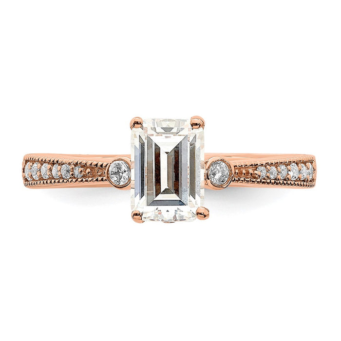 Buy Exclusive 14K Rose Gold Semi-Mount Engagement Ring for 1 Carat Emerald-Cut-4