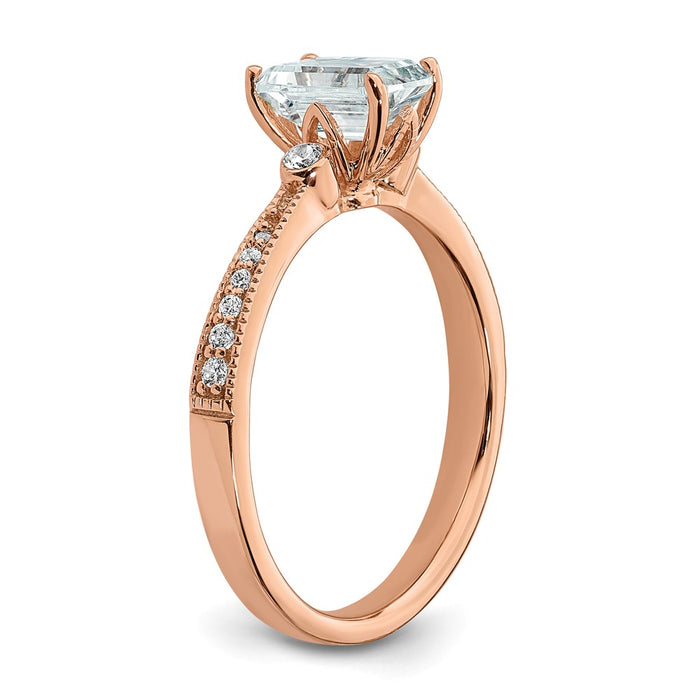 Buy Exclusive 14K Rose Gold Semi-Mount Engagement Ring for 1 Carat Emerald-Cut-6