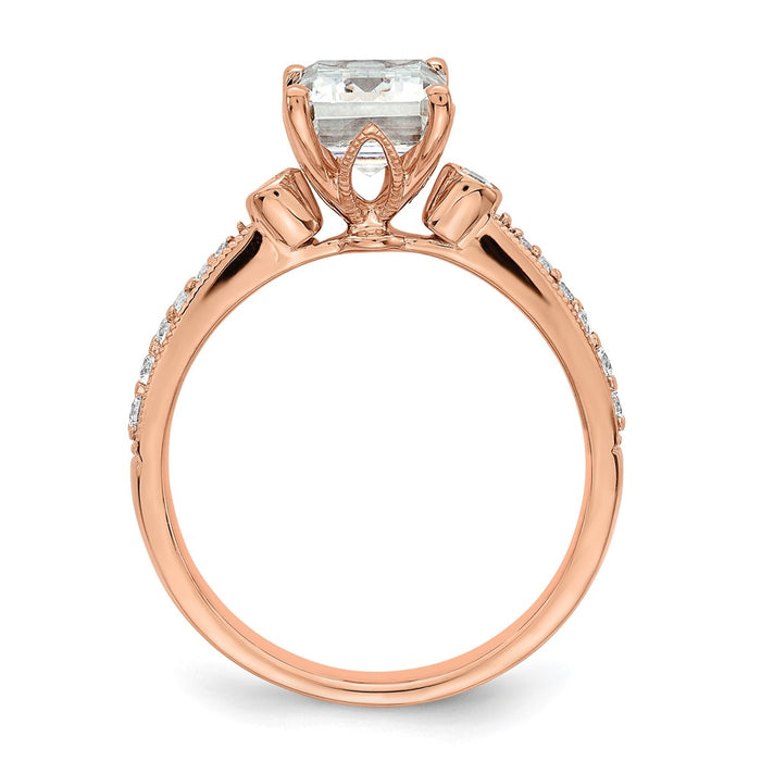 Buy Exclusive 14K Rose Gold 2 Carat Emerald-Cut Engagement Ring - 1/5 Ct Diamonds-2