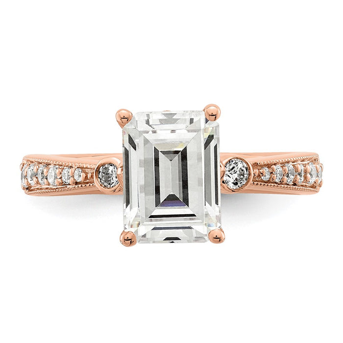 Buy Exclusive 14K Rose Gold 2 Carat Emerald-Cut Engagement Ring - 1/5 Ct Diamonds-4