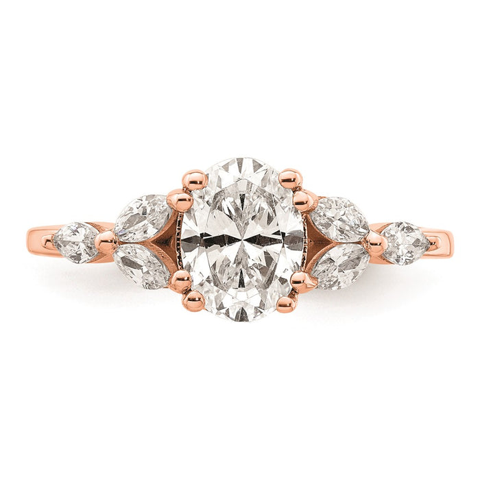 Buy Exclusive 14K Rose Gold Semi-Mount Engagement Ring, 1 Carat Oval & Diamonds-4