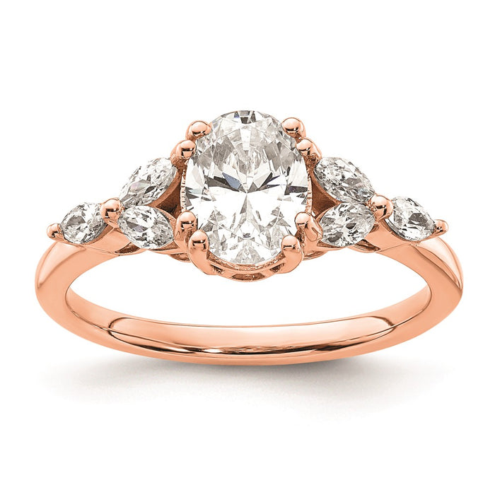 Buy Exclusive 14K Rose Gold Semi-Mount Engagement Ring, 1 Carat Oval & Diamonds-1