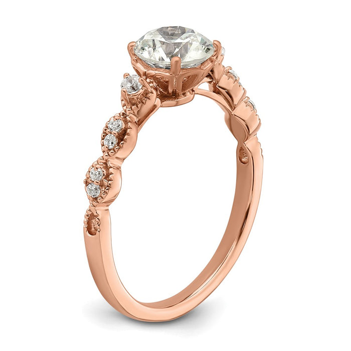 Buy Designer 14K Rose Gold Semi-Mount Engagement Ring, 1 Carat Center, Stylish Accents-6