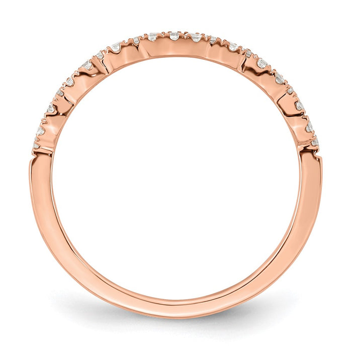 Buy Affordable 14K Rose Gold 1/5 Carat Diamond Contoured Wedding Band-2