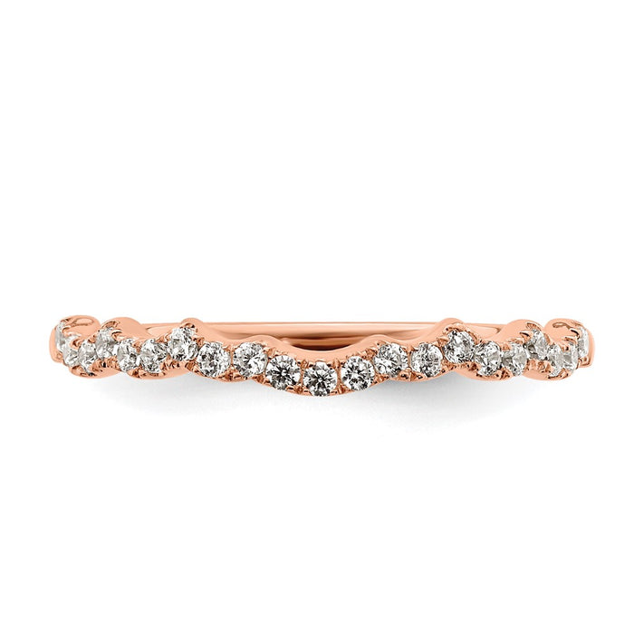 Buy Affordable 14K Rose Gold 1/5 Carat Diamond Contoured Wedding Band-4