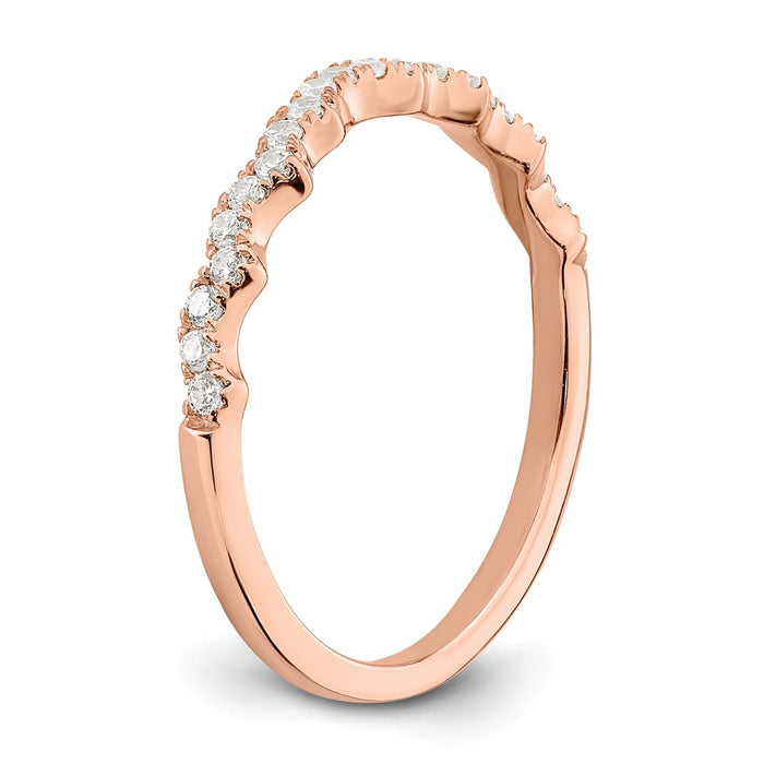 Buy Affordable 14K Rose Gold 1/5 Carat Diamond Contoured Wedding Band-5