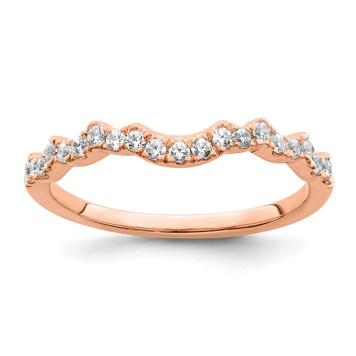 Buy Affordable 14K Rose Gold 1/5 Carat Diamond Contoured Wedding Band-1