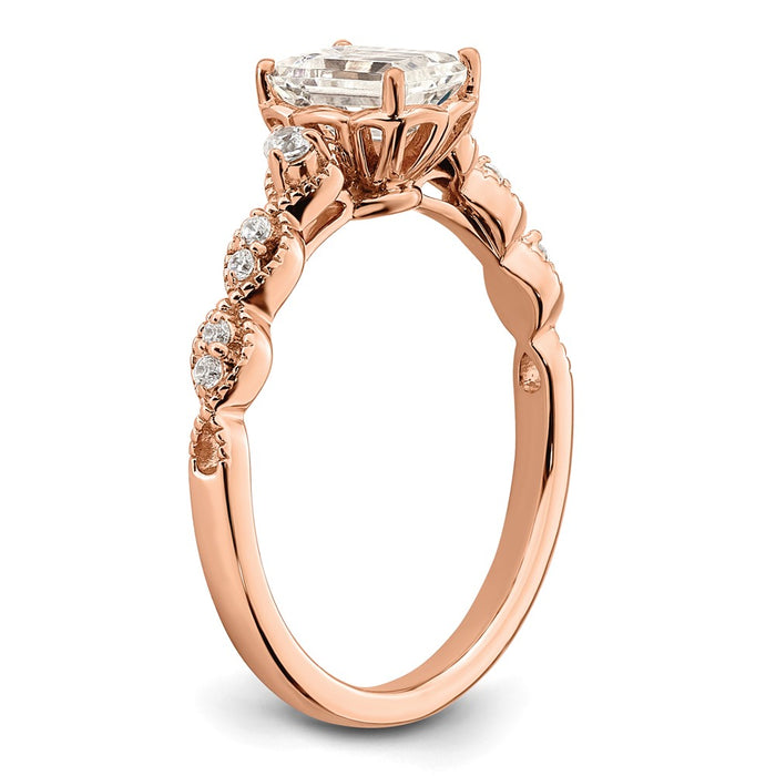 Buy Stylish 14k Rose Gold Semi-Mount Engagement Ring for 1 Carat Emerald-Cut-6