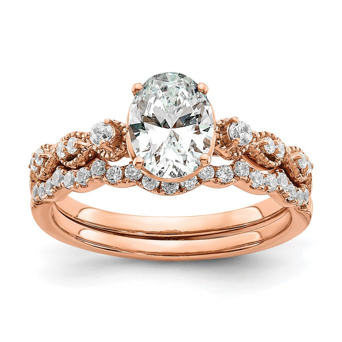 Buy Exclusive 14K Rose Gold Semi-Mount Engagement Ring for 1 Carat Oval-6