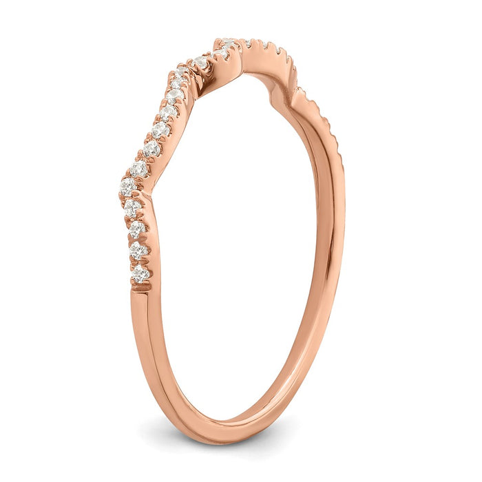 Exclusive 14K Rose Gold Contoured Wedding Band with 1/15 Carat Diamonds-6